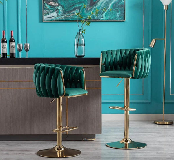 Poppy Velvet Adjustable Bar Stool